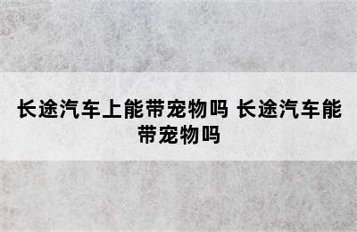 长途汽车上能带宠物吗 长途汽车能带宠物吗